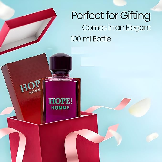 Bexter Hope Homme Eau De Parfum Spray for Men – 100 ml – Spicy Floral, Warm Woody, Long-Lasting Fragrance