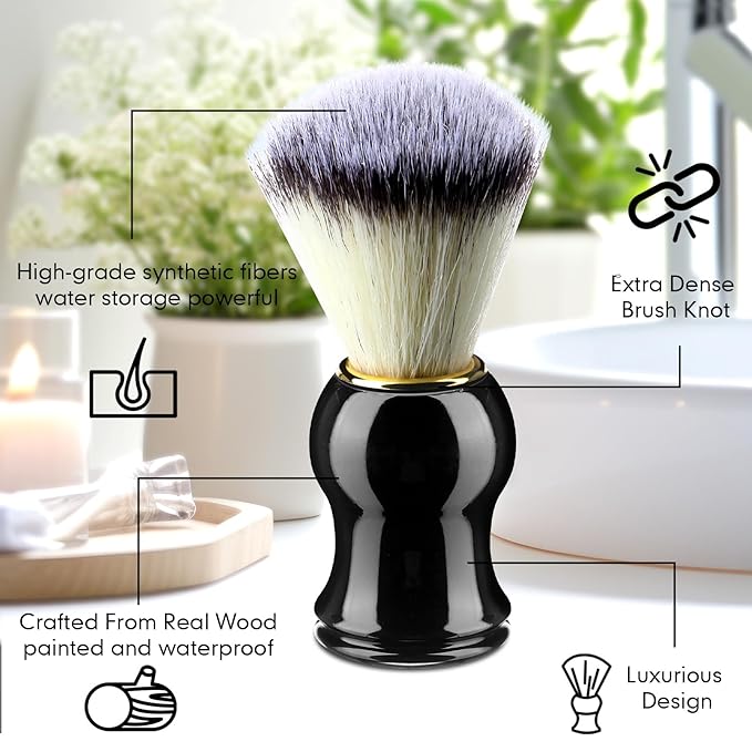 Patelai 4pcs Shaving Brush for Men Hand Crafted Shaving Brush for Wet Shave Using Shaving Cream Premium Quality Hair Bristle Bamboo Black Handle Shave Brush for Bearded Man Father Boyfriend Gifts