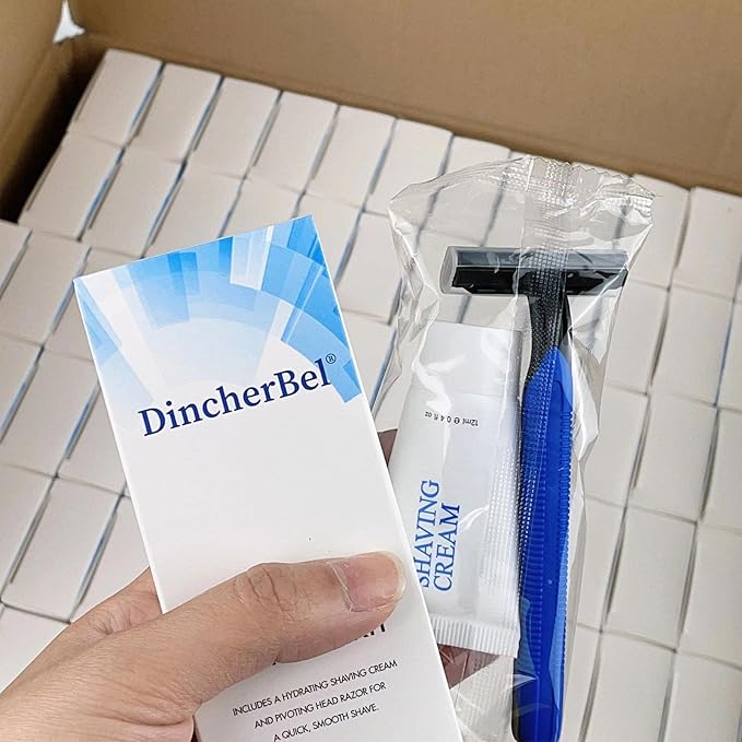 Disposable Razors in Bulk Shaving Kit Twin Blade Razors and Cream(12g), Individually Wrapped Toiletries Amenities for Hotel, Airbnb, Homeless, Shelter, Camping and Travel (102 Pack)