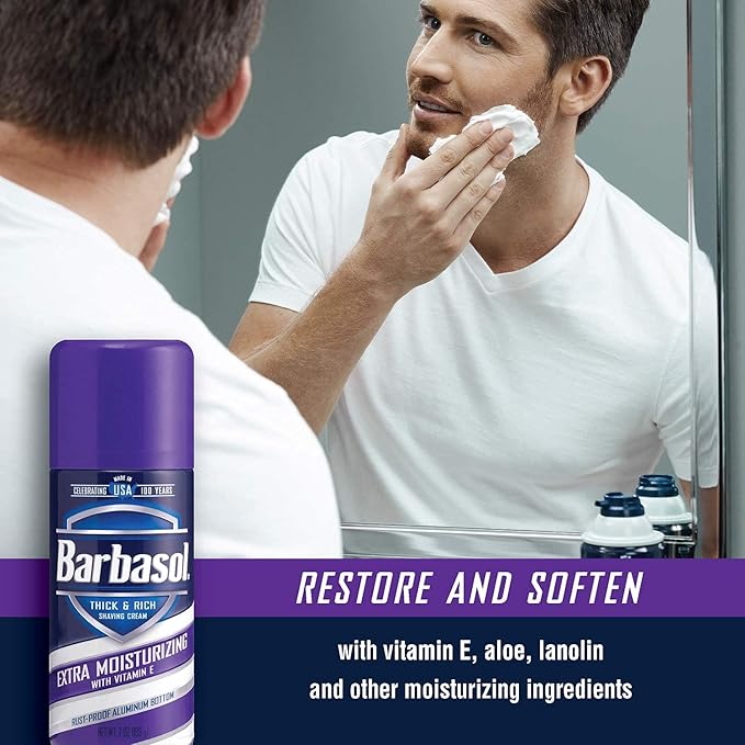 Barbasol Extra Moisturizing Thick and Rich Shaving Cream, 7 Ounce, Pack of 6