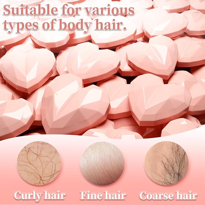 Chulan Hard Wax Beads, 1000g Heart Unscented Waxing Bead for Sensitive Skin, Hypoallergenic Wax Beans for Coarse Hair Removal, Body, Brazilian Waxing, Facial, Bikini, Legs, Armpits Women Home Pink