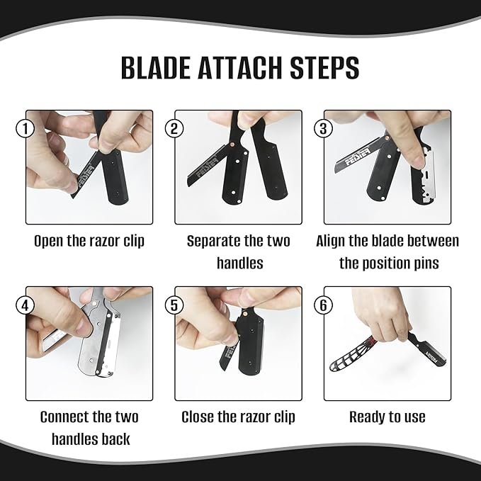 Straight Razors for Men, Professional Straight Single Edge Razor Kit, Stainless Steel Barber Razor with 100 Replacment Blades,Premium Barber Razor for Men's Shaving Salon