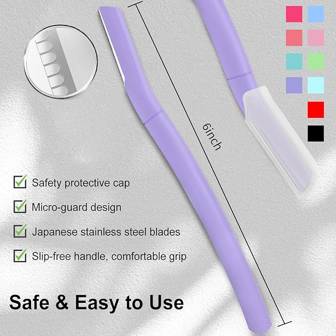 Precision Dermaplane Razor, Face Razors for Women and Men, Eyebrow Razor, Dermaplaning Tool, Peach Fuzz Remover, Skin-friendly Microblades with Protective Cap