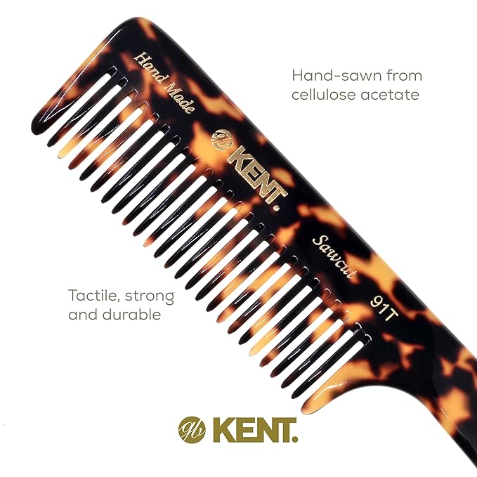 Kent 91T TY Detangler Comb for Women - Wide Tooth Hair Comb for Curly and Wavy Hair, Wet Hair Comb, Large Handle Shower Comb for Effective Detangling
