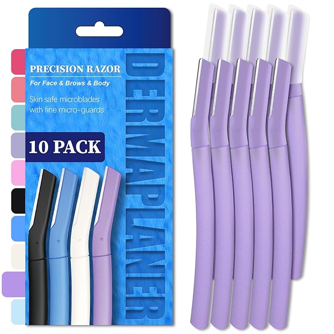 Precision Dermaplane Razor, Face Razors for Women and Men, Eyebrow Razor, Dermaplaning Tool, Peach Fuzz Remover, Skin-friendly Microblades with Protective Cap