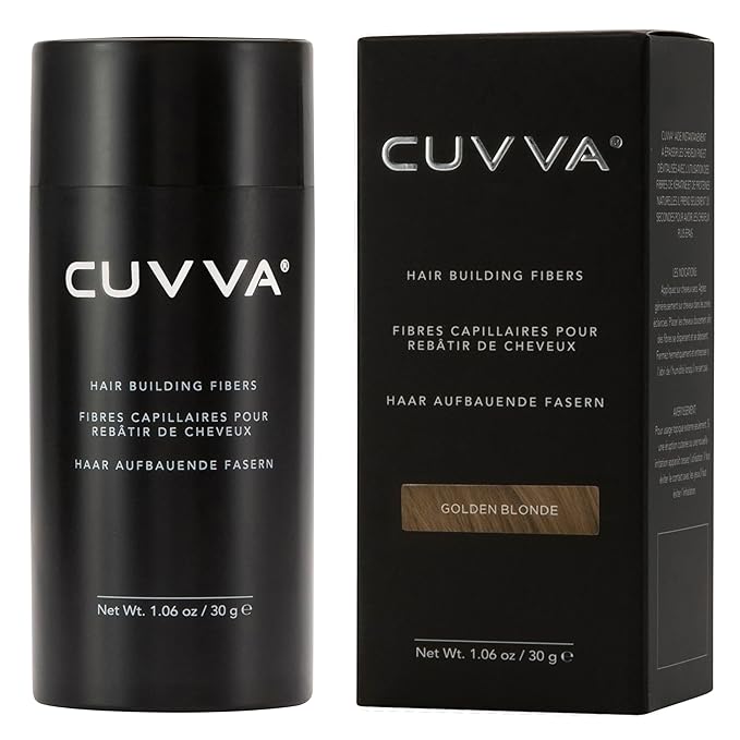 CUVVA Hair Building Fibers (30g) - Instantly Fill in Fine and Thinning Hair to Create a Thicker, Fuller Look - 13 Different Shades for Men & Women - Golden Blonde