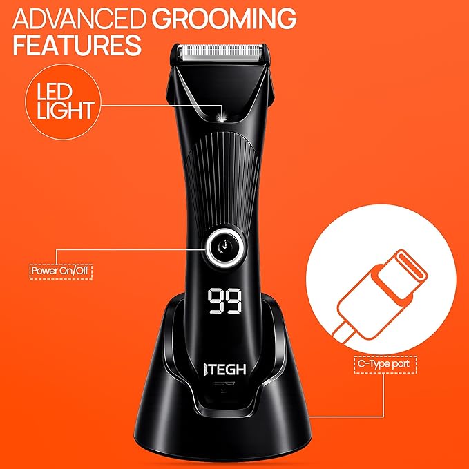 TEGH Men’s Beard & Hair Grooming Trimmer – Cordless Electric Beard & Hair Trimmer for Men, Rechargeable Waterproof Design with Adjustable Guards