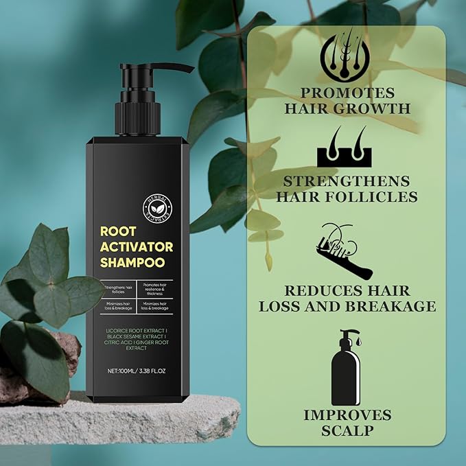 2 Pack Root Activator Shampoo for Men,Hair Growth Shampoo for Hair Loss and Thinning Hair,Thickening & Nourishing for All Hair,Natural Formula for Men and Women