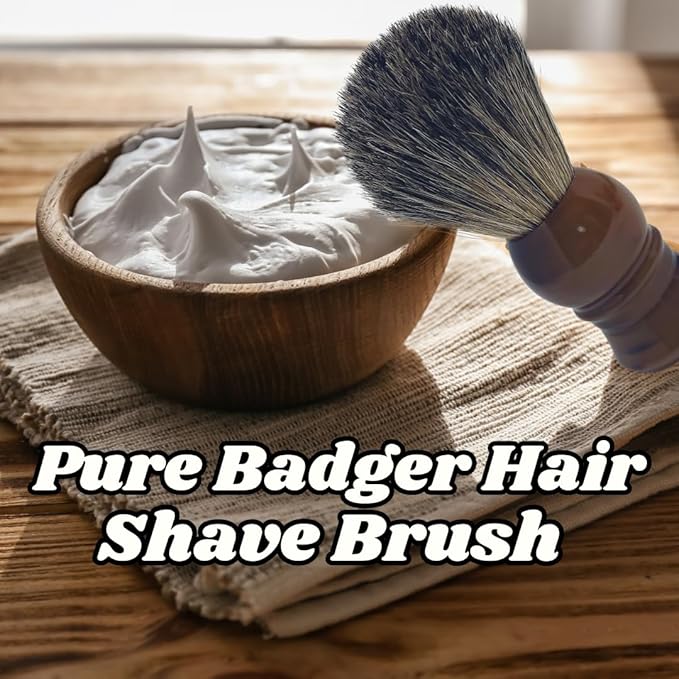 G.B.S Pure Badger Shaving Brush, Extra Soft Bristles, Holds More Lather, Generates Great Lather, Horn Resin Design Handle - Perfect for Shaving Soap, Shave Cream, Gels, Foams
