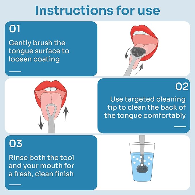 6-Pack Tongue Brush and Scraper for Adults - 3-in-1 Cleaner for Oral Hygiene and Fresh Breath, Sand Beige