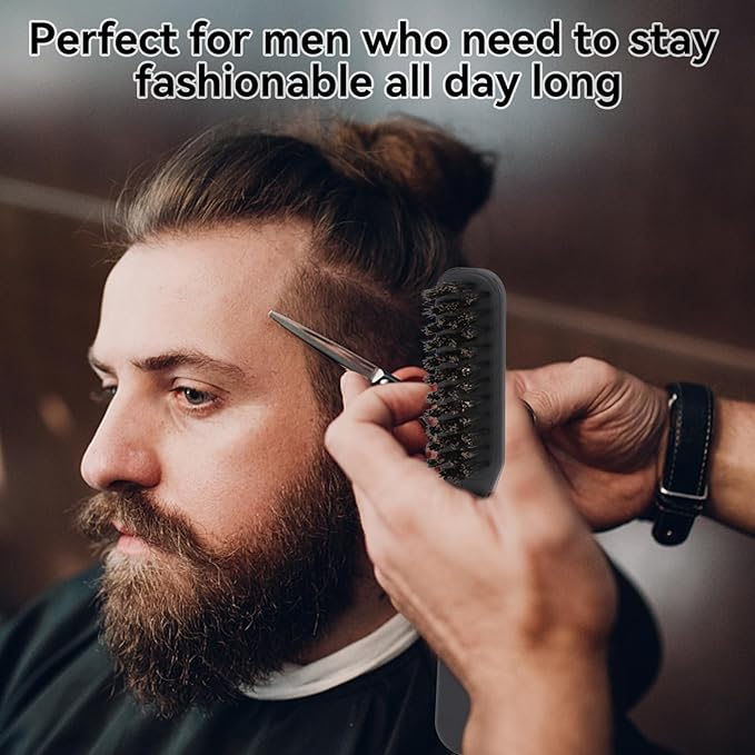 Foldable Beard Brush, Soft Bristles Beard Styling Comb Men Mustache Grooming Brush Portable Hair Styling Tool for Women and Men, Household Outdoor Travel