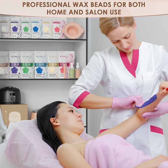 KOTAMU Wax Beads for Hair Removal, Professional Waxing Beads for Underarms, Chin, Bikini, Brazilian, Facial, Arm, Leg, Sensitive Skin, 2.5lb Hard Wax for Thick Thin Hair, Waxing Beans for Women & Men