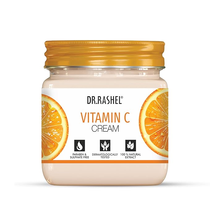 DR.RASHEL Vitamin C Cream For Men & Women With Goodness Of Orange Extract & Glycerin Hydrating & Moisturizing Facial Cream Soothing & Cleansing Facial Cream For All Skin Types - 380 ml / 12.84 Fl Oz