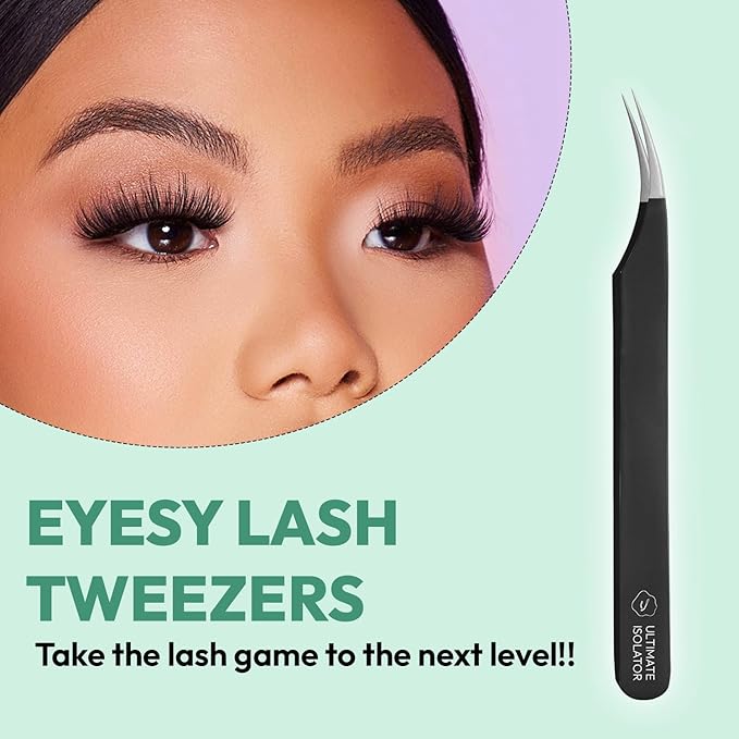 Eyesy Lash Ultimate Isolator Lash Tweezer | Professional Volume False Lash Application Tool | Multi Shapes & Purposes Tweezers | Non-Slip Grip Tweezers (Black)