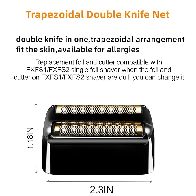 2 Pack Shaver Replacement Foil and Cutters Compatible with BaBylissPRO Double FXFS2 Metal Shaver foil Replacement,Black