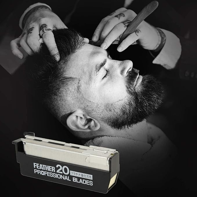 Feather Artist Club Professional Single Edge Razor Blades - Fits Any Artist Club Straight Razor - Platinum-Coated for Sharpness & Precision - Barber Supplies for Shaving & Outlining (3 Pack of 20)