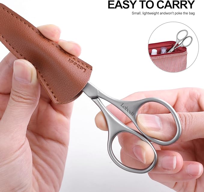 4.1inch round-headed stainless steel small scissors, suitable for trimming facial hair, nose hair, eyebrows, eyelashes, beards, personal care and salon beauty salons (matte silver)