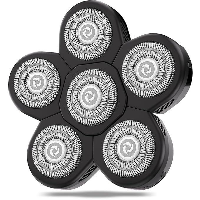 Magnetic Head Shaver Replacement Heads 7 Double Ring Waterproof Rotary Razor Blades for Bald Men Compatible with freebird wyklaus shpavver & Other Brands(black6)