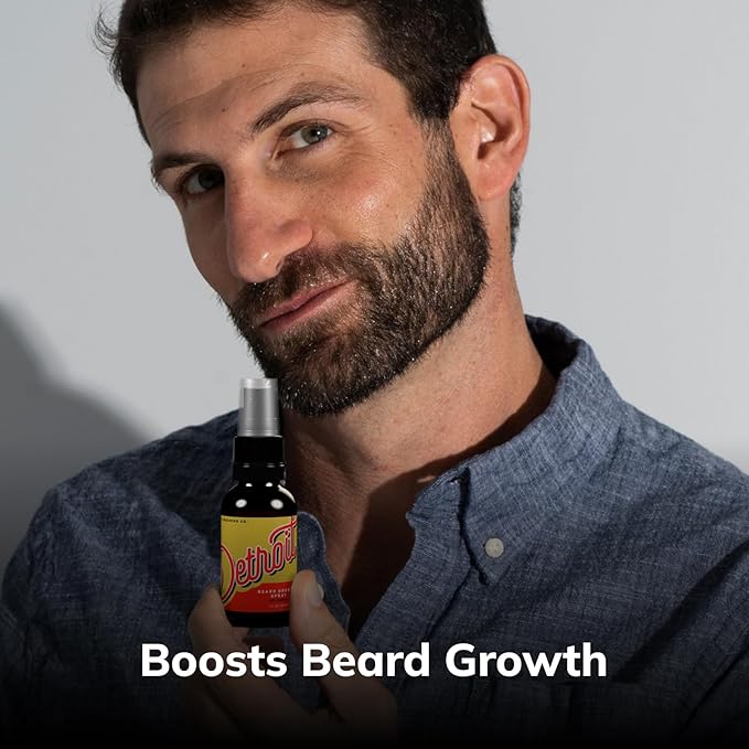 Detroit Grooming Co. Beard Growth Spray | Boost Beard Growth with Biotin, B7 & Caffeine | Hydrating Beard Care with Lavender Water, Green Tea & Glycerin | 1oz Bottles (1-pack)