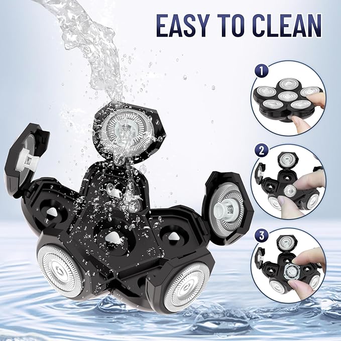 Replacement Heads for Main Shaver Brands, Shaver Blade Heads Replacement for Electric Razor for Men, Head Shaver Bald Shaver Replacement Heads with Blade Cover Shaver Head (6 Head Blades For Men)