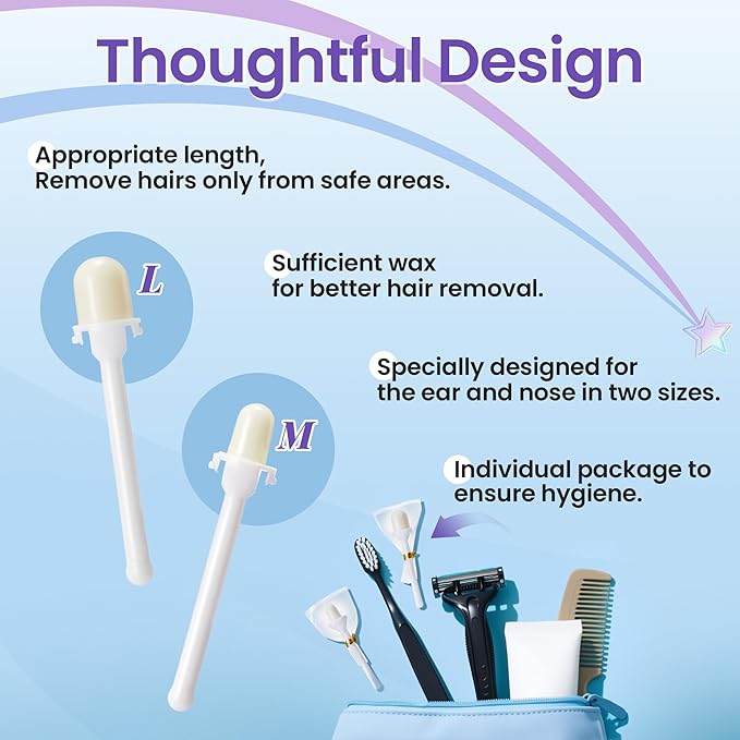 Pre Wax Nose Sticks Kit For Men, 16 Sticks, Ear Hair Removal, Nose Waxing, 15-20 Uses Ear wax kit Hair Removal for Men and Women,Safe Quick Painless Hair Remover Kit
