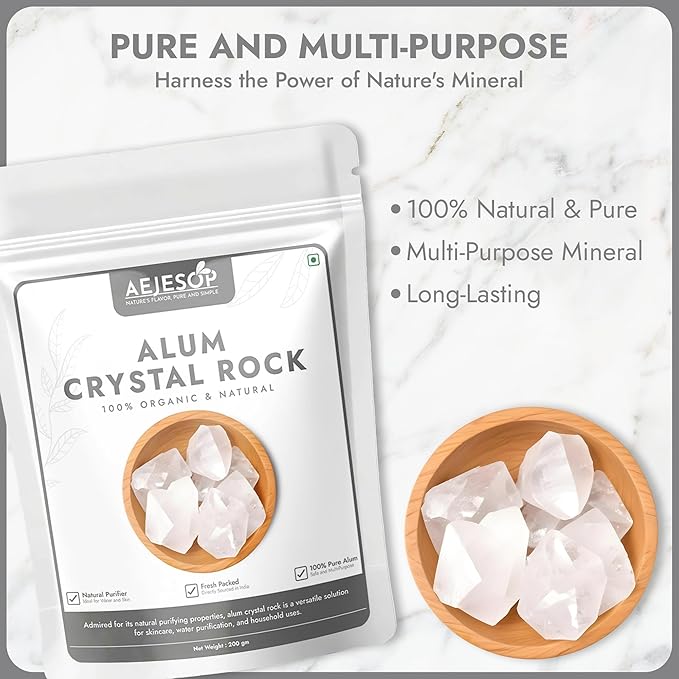 Alum Crystal Rock, Natural Piedra de Alumbre Alum Stone,7oz(200g)