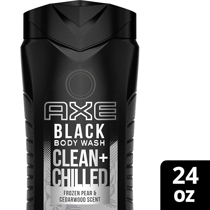 AXE Body Wash 12h Refreshing Scent Cleanser Black Frozen Pear and Cedarwood Men's Body Wash with 100 percent Plant-Based Moisturizers 16 oz (Pack of 2)