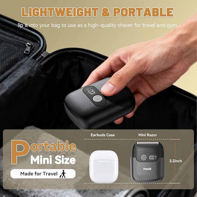 Electric Foil Shavers for Men, Upgraded Mini Electric Razor with 3 Floating Blades, LED Display, USB-C Fast Rechargeable, Portable Electric Shavers for Beard/Face