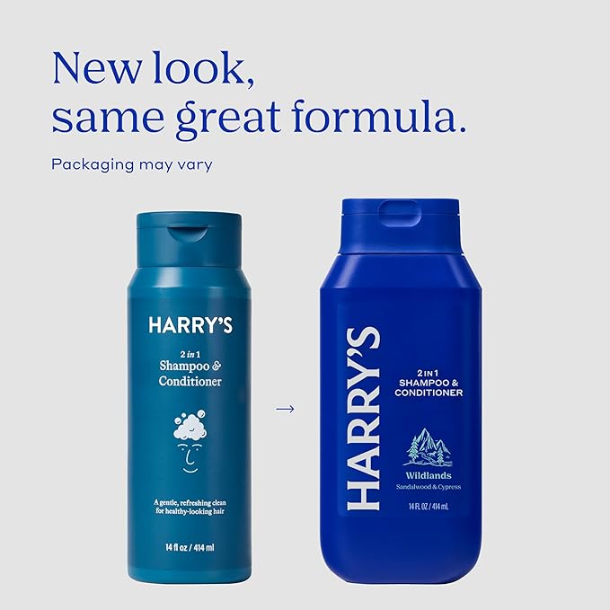 Harry's Men's 2 in 1 Shampoo and Conditioner for All Hair Types - New Wildlands Scent - (3 Pack) 14 fl oz - No Parabens or Sulfates