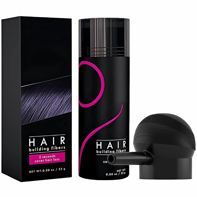 Gowwim Hair Fibers with Spray Applicator 2-in-1 Kit for Thinning & Loss Hair, Naturally Enhancements Thickening Spray Fibers Waterproof Long-Lasting Gray & Bald Spot Cover up for Women & Men