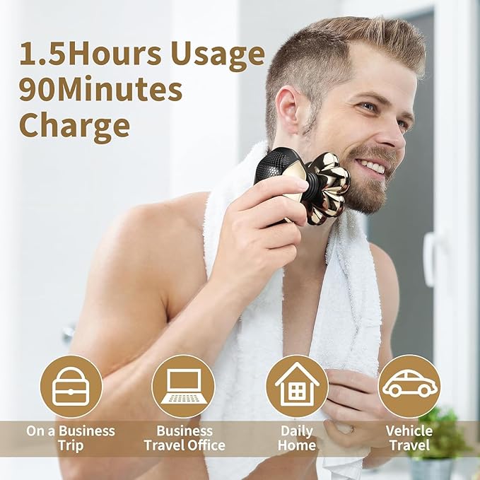 SHPAVVER Head Shavers for Bald Men: 5-in-1 Upgraded Electric Razor - IPX7 Waterproof Shaving Grooming Kit for Balder - Turbo Speed & Precision Blades Valentine's Day Gifts (Ink Gold)