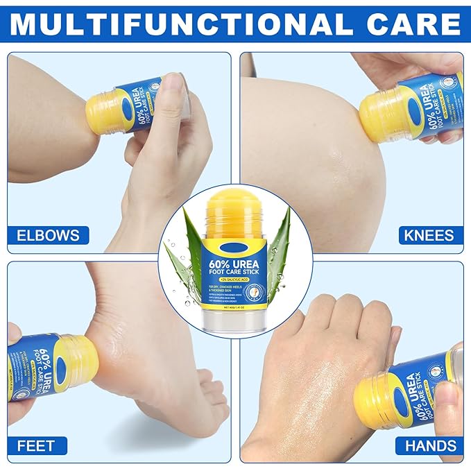 60% Urea Foot Cream Stick with 2% Salicylic Acid, Maximum Strength Urea Foot Cream Callus Remover for Dry Cracked Heels, Hands, Knees,Exfoliating Moisturizer, Dead Skin Remover Foot Balm 1.4oz