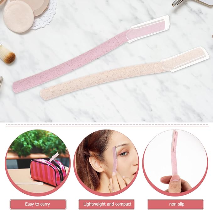 Toyvian 6pcs Stainless Steel Eyebrow Razor Trimmer Hair Removal Makeup Tool Kit with Protective Cover for Facial Hair Shaping and Eyebrow Grooming Random Color