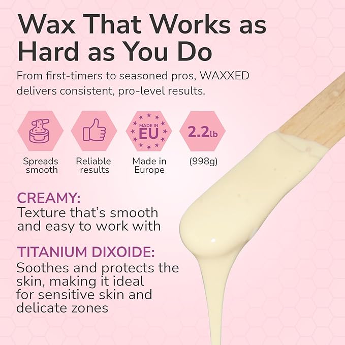 WAXXED Cream Hard Wax Beads 2.2LB – Titanium Dioxide–Infused Cream Wax for Everyday Use – Smooth Application for Sensitive Areas – Clean Removal with Less Residue - Ideal for Professional & Home Use