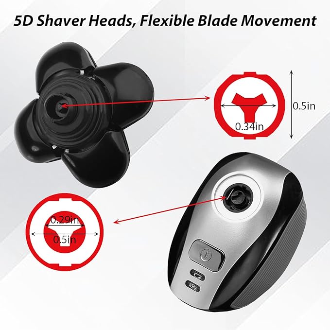 4 Pack Head Shaver Replacement Blades, 5 Blades Shaver Replacement Heads for Bald Men Universal Head and Face Electric Razor Kit with 4 Cleaning Brush