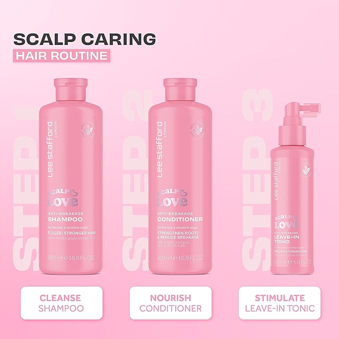 Lee Stafford Sensitive Exfoliating Shampoo | Scalp Love - Anti-Breakage Gentle Cleanser for Sensitive Skin, Promotes Hair Growth & Strength, Removes Buildup, Dirt & Dandruff, 16.9 Fl Oz