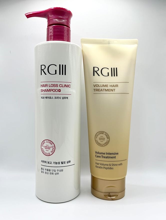 RGIII Red Ginseng HAIR LOSS CLINIC SHAMPOO(17.58 fl.oz) + VOLUME HAIR TREATMENT(8.45 fl.oz) 2PCS SET FOR Preventing Hair Loss AND Volume your Hair