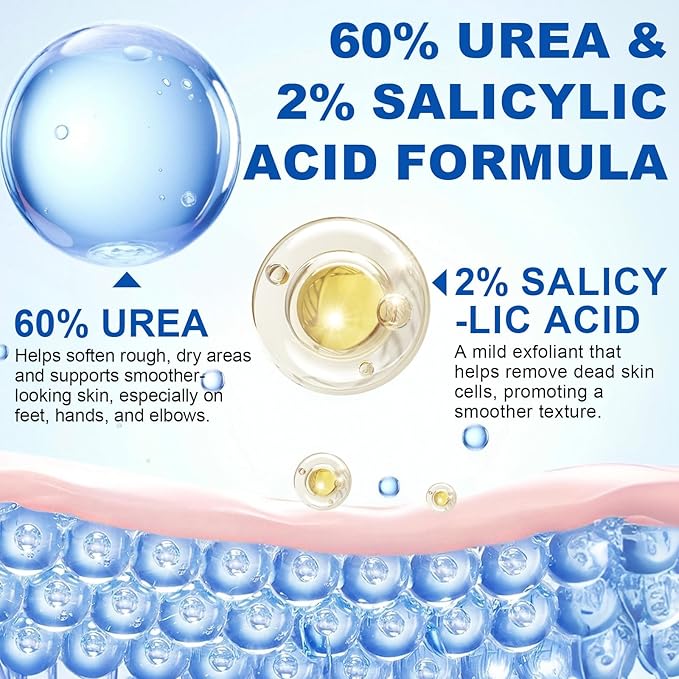 60% Urea Foot Cream Stick with 2% Salicylic Acid, Maximum Strength Urea Foot Cream Callus Remover for Dry Cracked Heels, Hands, Knees,Exfoliating Moisturizer, Dead Skin Remover Foot Balm 1.4oz