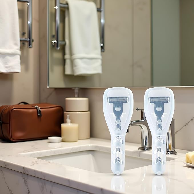 2Pcs Transparent Portable Travel Men Manual Razor Protector Plastic Box Cover Container Storage Shaver Holder Protector Case Organizer,Electric Shavers, Men's Electric Shaver Accessories