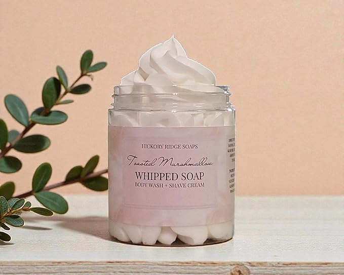 Toasted Marshmallow Whipped Soap – Creamy Handmade Bath Soap, Body Wash & Shave Cream – Moisturizing Foaming Cleanser – 7 oz