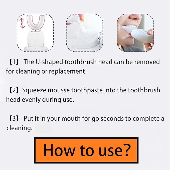 Ultrasonic Toothbrush for Adults Automatic Electric Ultrasonic Toothbrush 30'' Automatic Timer Wireless Charging Washable Travel Home Dual-use (Black, M)