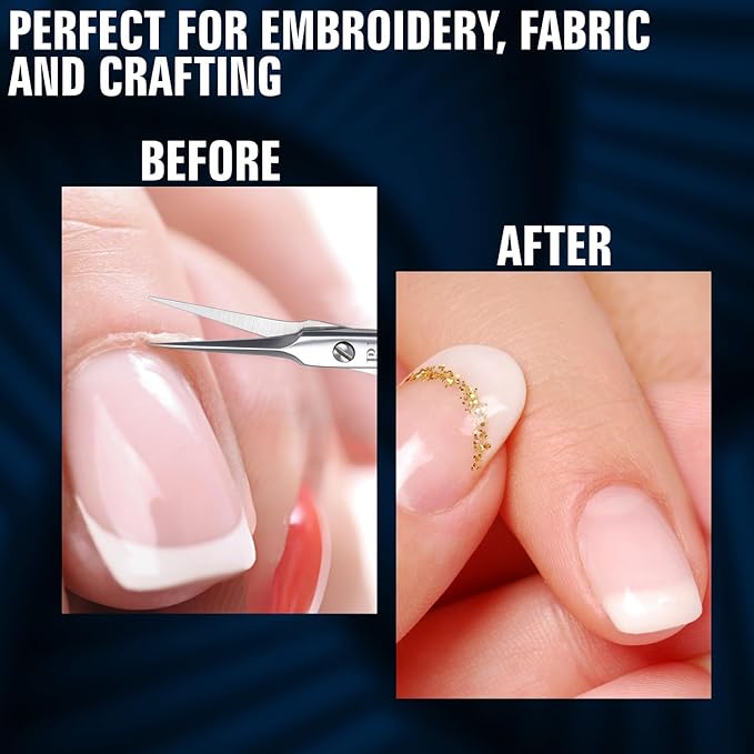 Cuticle Scissors Fine Small Extra Sharp Straight Blades Nail Scissors for Stainless Steel Sharp Pointed tip for Grooming Manicure & Pedicure for Eyebrow & Facial Hair Trimming Eyebrow Scissors.