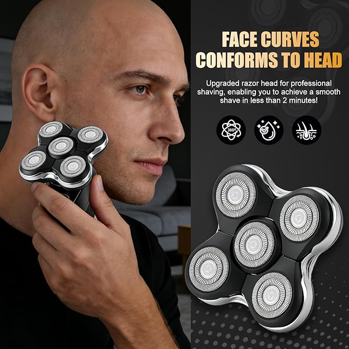 Upgraded Magnetic Replacement Heads for Skull Shaver, 5 Blades Compatible with Pitbull, Platinum Pro, Palm, Butterfly Kiss - Hypoallergenic Razor Heads (1Pack)