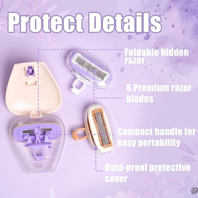 Travel Razor for Women, Pink Disposable Travel Razor Kit Sensitive Skin Razors for Women Business Travels Vacation Essentials