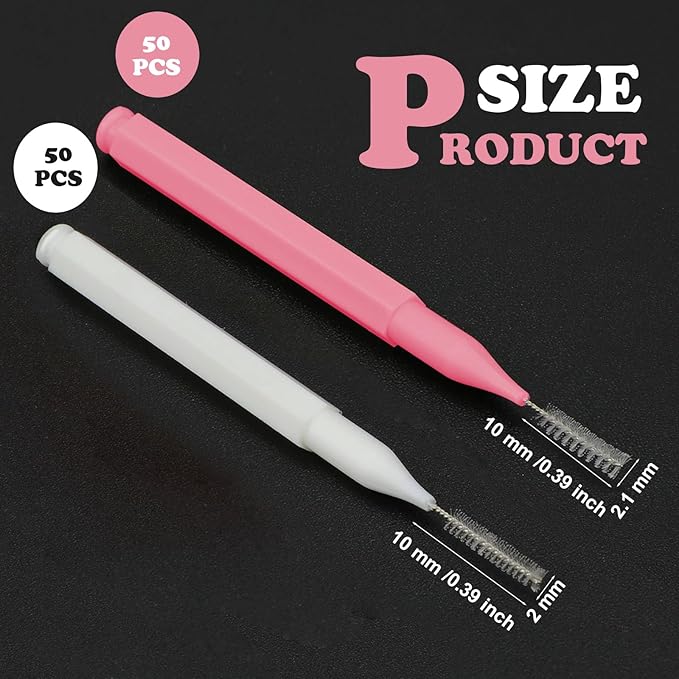 Patelai 100 Pieces Braces Brush for Cleaner Interdental Brush Toothpick Dental Tooth Flossing Head Oral Dental Hygiene Flosser Toothpick Cleaners Tooth Tool(White, Light Pink,Multiple Sizes)