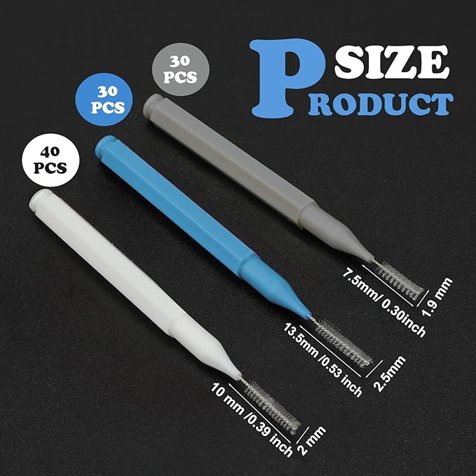 Patelai 100 Pieces Braces Brush for Cleaner Interdental Brush Toothpick Dental Tooth Flossing Head Oral Dental Hygiene Flosser Toothpick Cleaners Tooth Tool(Blue, Grey, White,Various Sizes)