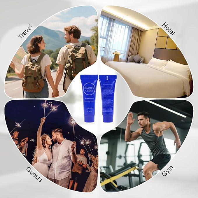 Disposable Shaving Cream for Men, Small Bottle Individually Wrapped Mini Shave Cream in Bulk, Travel Size Toiletries Amenities Vacation for Hotel, Shelter/Homeless/Nursing/Charity 0.34oz (Pack of 200)