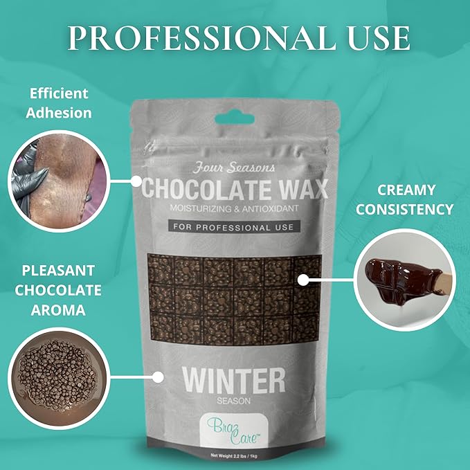 Hard Wax Beads for Hair Removal - 2.2lbs - Premium Chocolate Wax for Thin & Fine Hair - All Purpose from Face to Bikini Areas