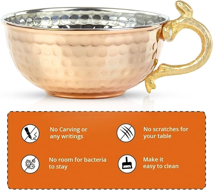 Copper Lather Cup – Turkish Hand-Hammered Traditional Grooming Accessory – Safety Razor Bowl & Brush Holder – Classic Barber Shop Utensil