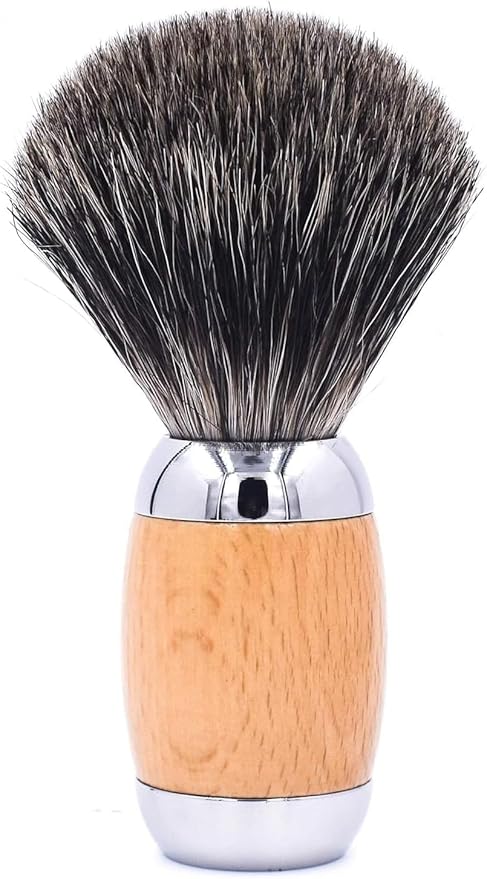Taconic Shave 100% Mixed Badger Shaving Brush – Extra-Dense 22 mm Knot for Rich Lather, Beechwood & Chrome Ergonomic Handle + Lucite Stand Included